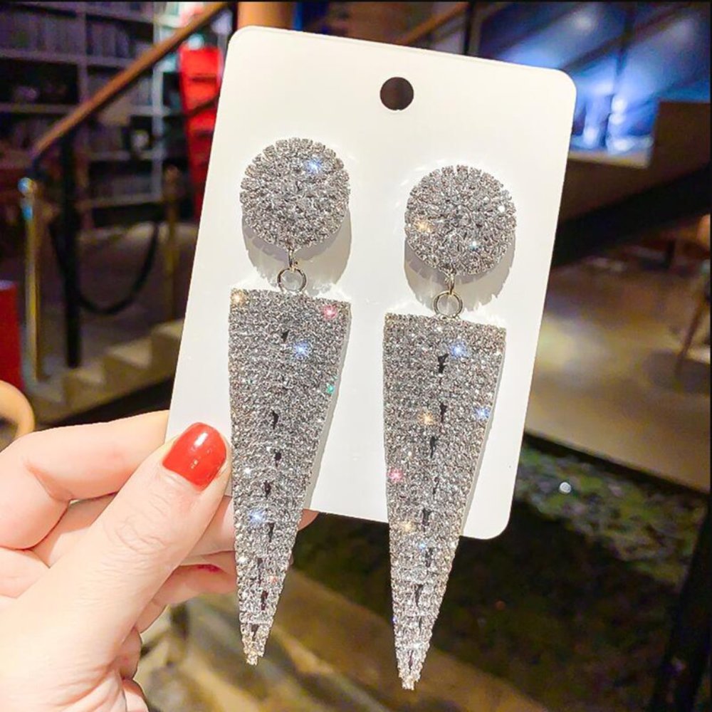 Full Rhinestone Crystal Earrings - Picture 5 of 6